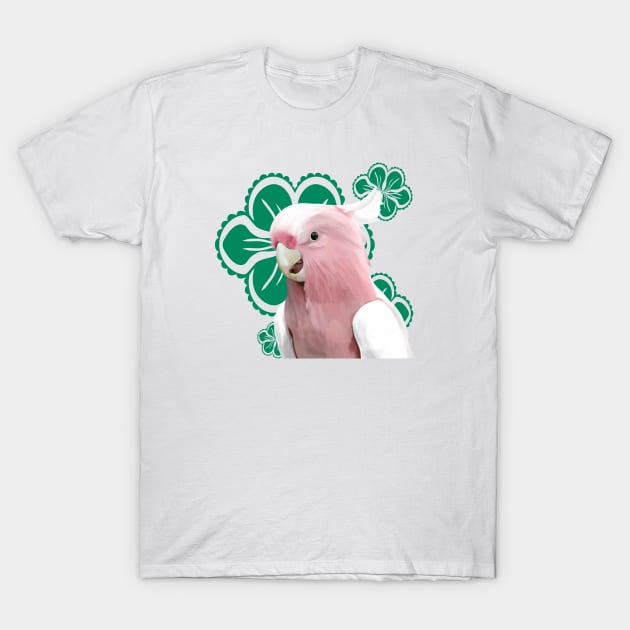 Galah Cockatoo Green Floral T-Shirt by Suneldesigns